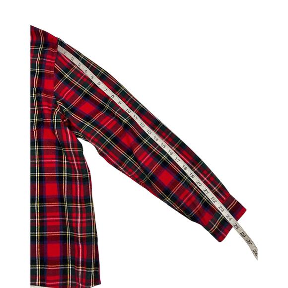 LL Bean Womens Red Relaxed Scotch Plaid Button Down Flannel Shirt Size Large - Picture 8 of 10